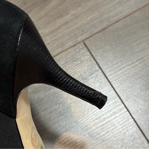 MICHAEL KORS Hamilton Black Suede Pointed-Toe Ankle Bootie with Buckle - Picture 11 of 11